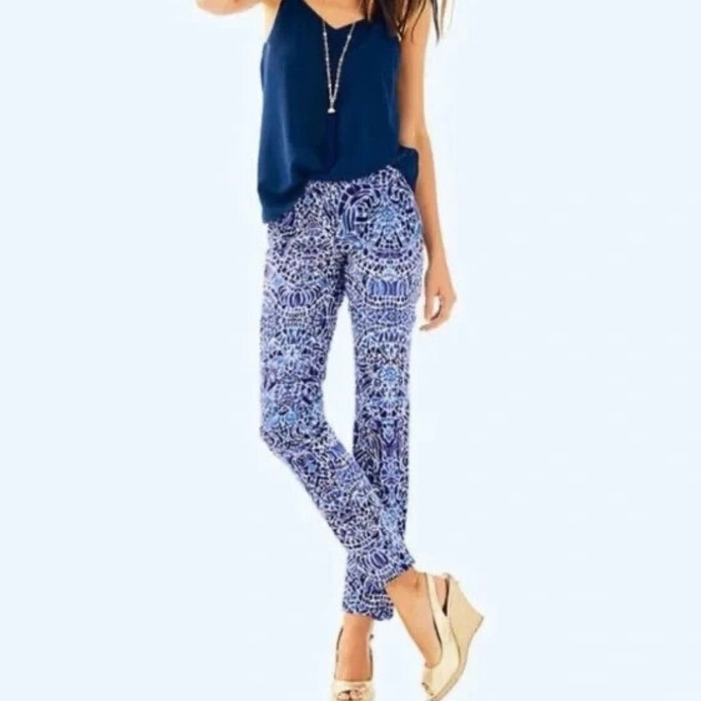 Lilly Pulitzer Kelly Skinny Ankle Low Rise Pants Taverna tile sz 00